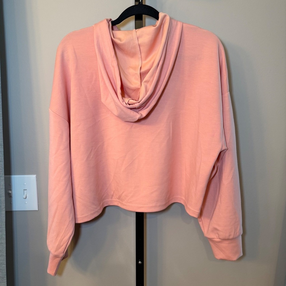 Daily Practice Anthropologie NWT Sport Cutout Crop Hoodie Rose Pink‎ Size Medium - Picture 4 of 10